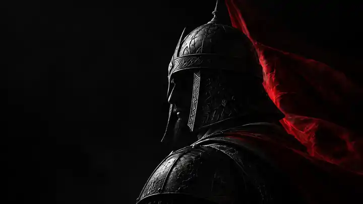 Dark historical warrior concept visual for APEX GAMES' first project